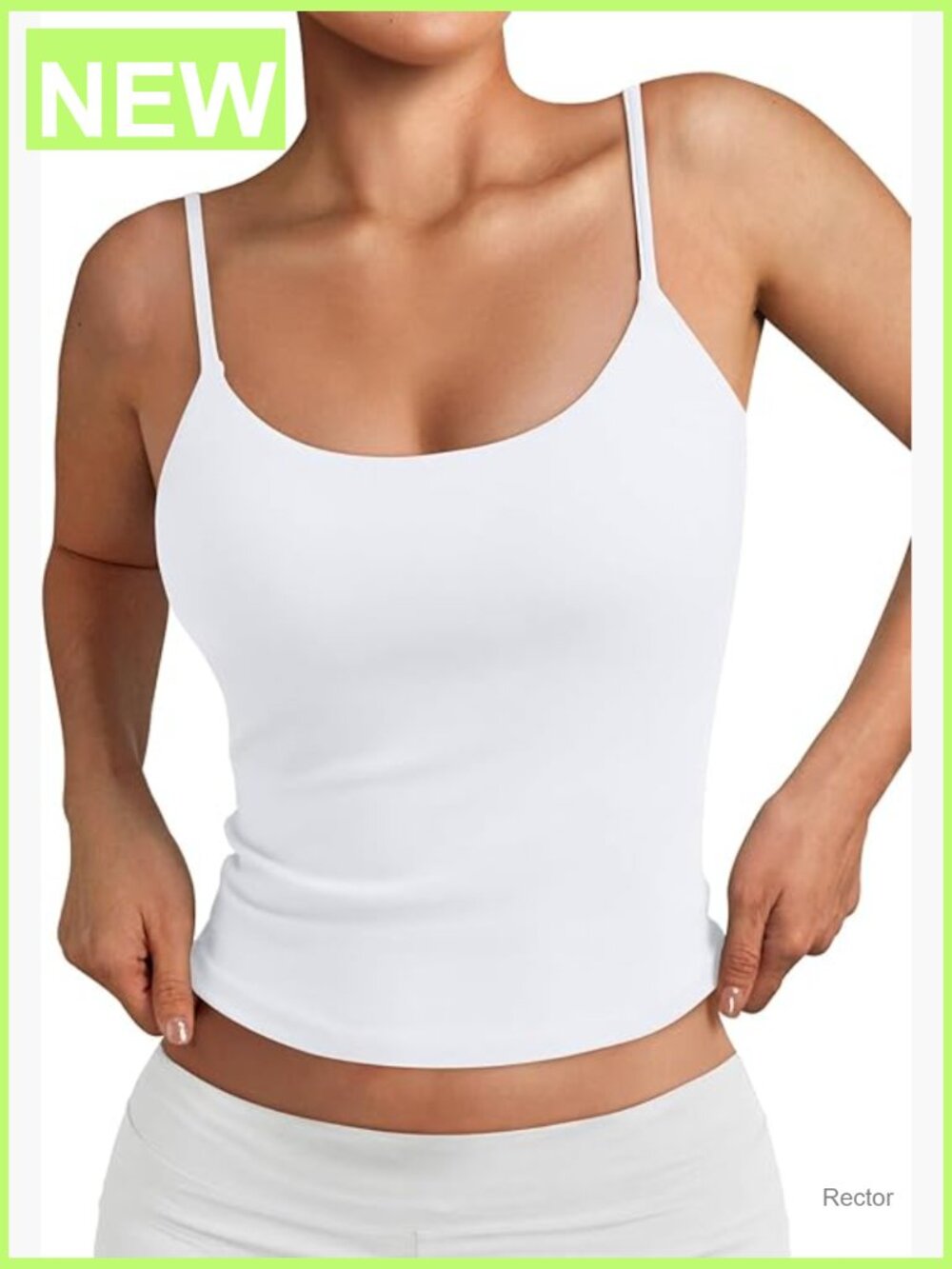 Double Lined Adjustable Spaghetti Strap Tank Top Cute Summer Basic Crop Top